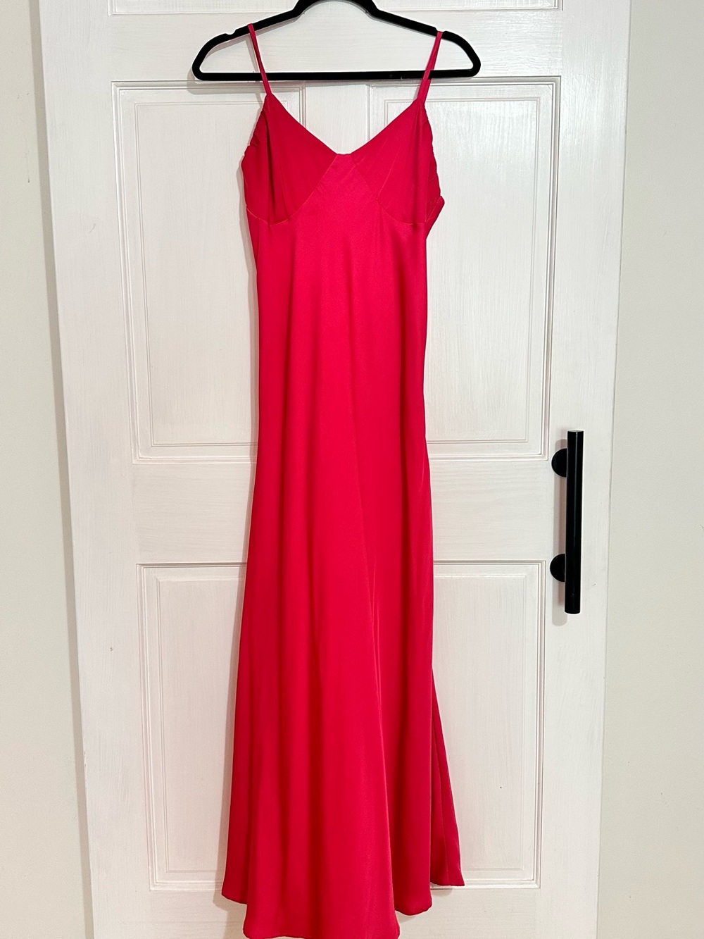 Hot Pink Slip Maxi Dress with Spaghetti Straps